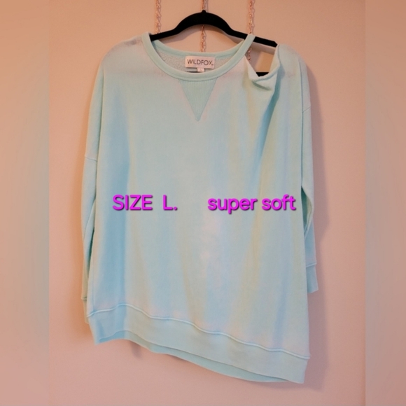 Wildfox long sleeve cold shoulder burn out sweatshirt size L - Picture 1 of 9